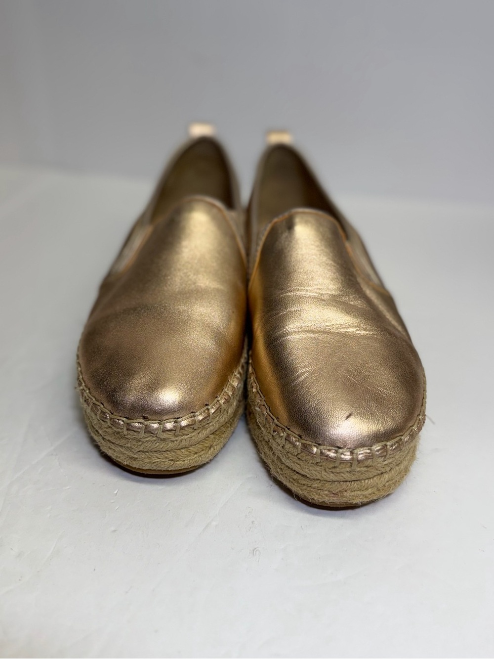 Women's Metallic Rose Gold Espadrille Slip-On‎ Shoes 8.5